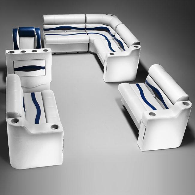 Gray, Blue & Charcoal Pontoon Boat Seats