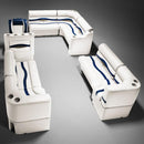 Ivory, Blue & Tan Pontoon Boat Seats