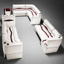 Ivory, Burgundy & Tan Pontoon Boat Seats