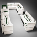 Ivory, Green & Tan Pontoon Boat Seats