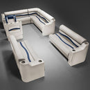 Ivory, Blue & Tan Pontoon Boat Seats