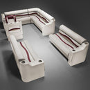 Ivory, Burgundy & Tan Pontoon Boat Seats