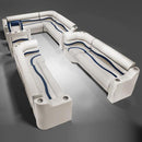 Ivory, Blue & Tan Pontoon Boat Seats