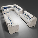 Ivory, Blue & Tan Pontoon Boat Seats