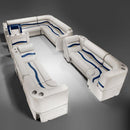 Ivory, Blue & Tan Pontoon Boat Seats