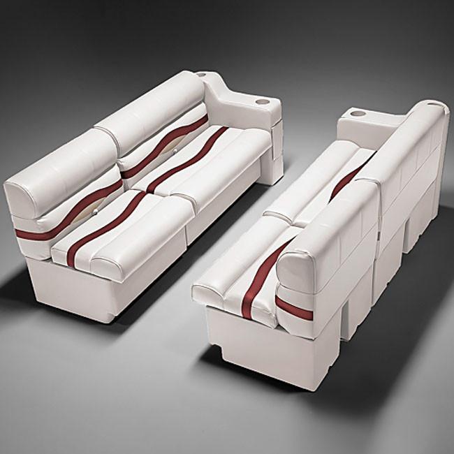 Ivory, Burgundy & Tan Pontoon Boat Seats