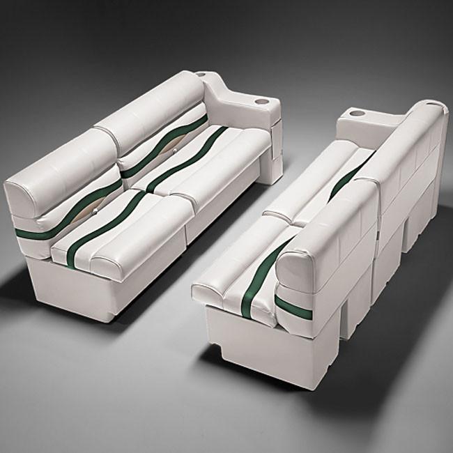 Ivory, Green & Tan Pontoon Boat Seats