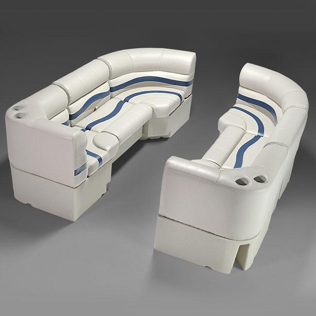 Ivory, Blue & Tan Pontoon Boat Seats