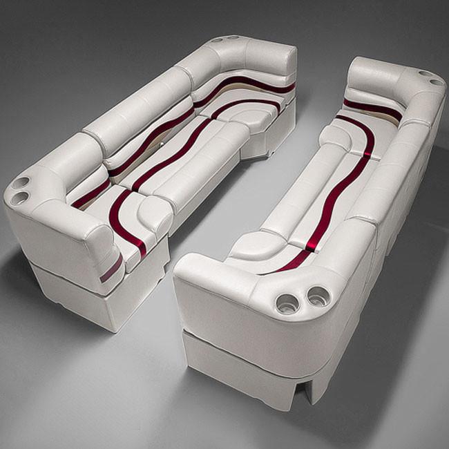 Ivory, Burgundy & Tan Pontoon Boat Seats