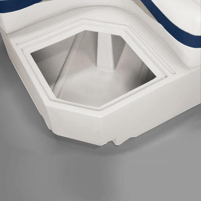 Fully enclosed plastic seat bases for storage