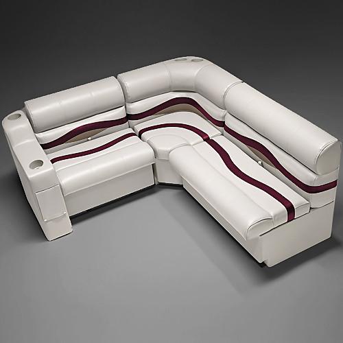 Ivory, Burgundy & Tan Pontoon Boat Seats