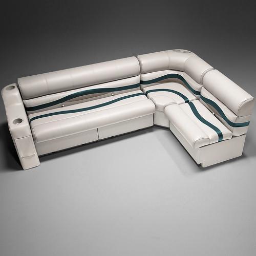 Ivory, Green & Tan Pontoon Boat Seats