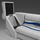 Plush, pillowed pontoon seats with plastic frames that won't rot