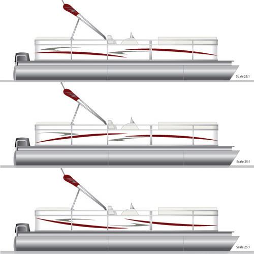 Burgundy & Smoke Gray Pontoon Boat Graphics and Decals