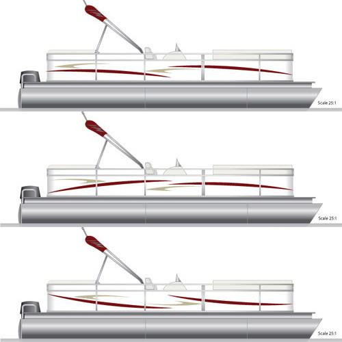 Burgundy & Tan Pontoon Boat Graphics and Decals