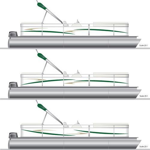 Dark Green & Tan Pontoon Boat Graphics and Decals