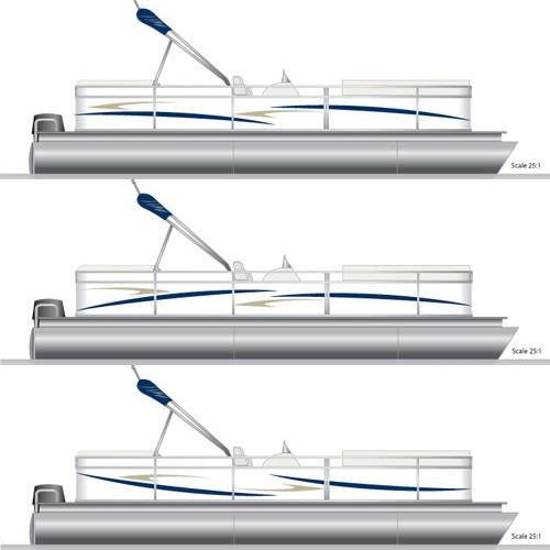 Navy Blue & Tan Pontoon Boat Graphics and Decals